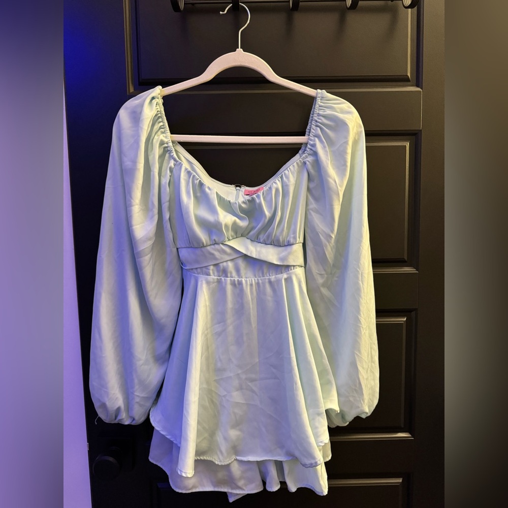Light Blue Long Sleeve Mini Dress